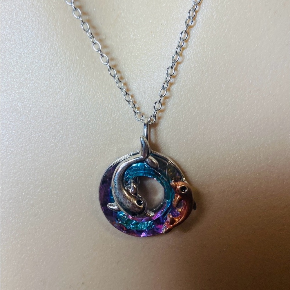 Dolphin Infinity Boxed Necklace NWOT - Picture 3 of 10